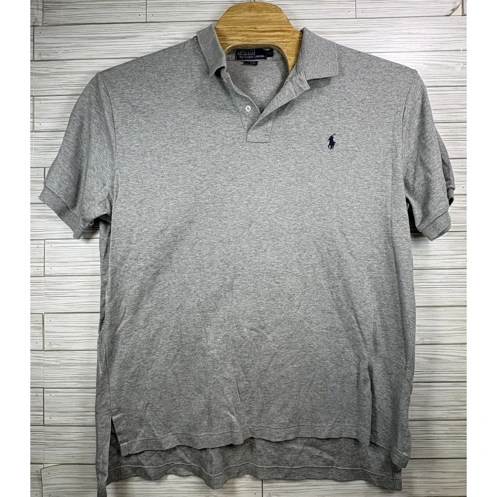 Ralph Lauren Men's Short Sleeve Button Polo Shirt Size XL Soft Cotton Grey‎ Golf